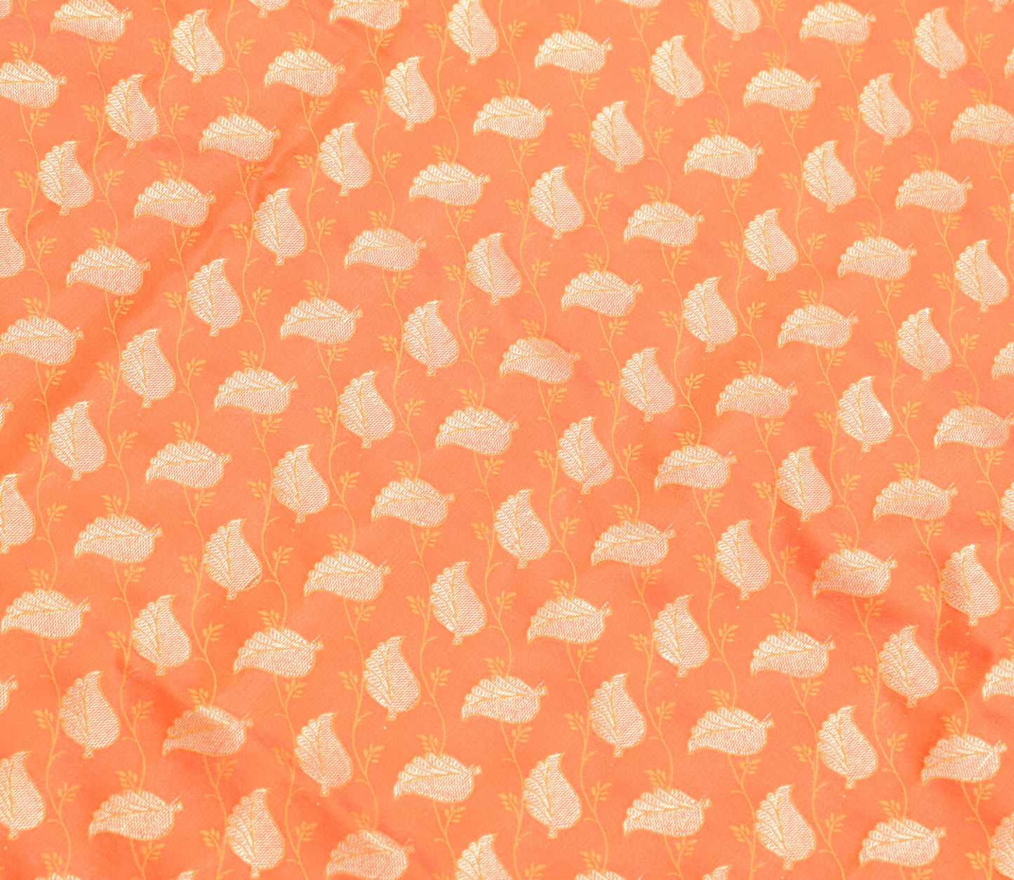 Indian Orange Dual Tone Sari Art Silk Banarasi Saree Blouse Gold Zari Woven