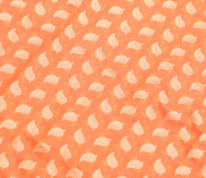 Indian Orange Dual Tone Sari Art Silk Banarasi Saree Blouse Gold Zari Woven