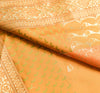 Indian Orange Dual Tone Sari Art Silk Banarasi Saree Blouse Gold Zari Woven