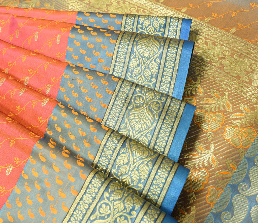 Indian Pink Dual Tone Sari Banarasi Art Silk Saree with Blouse Gold Zari Woven