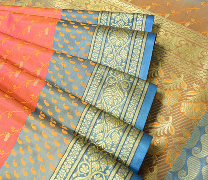 Indian Pink Dual Tone Sari Banarasi Art Silk Saree with Blouse Gold Zari Woven