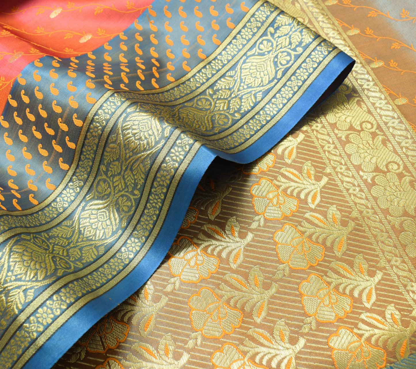 Indian Pink Dual Tone Sari Banarasi Art Silk Saree with Blouse Gold Zari Woven