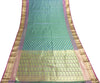 Indian Green Blue Dual Tone Sari Banarasi Art Silk Saree Blouse Gold Zari Woven