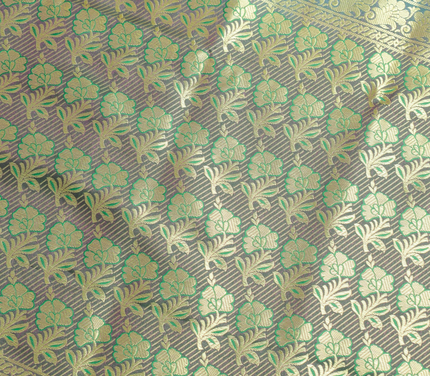 Indian Green Blue Dual Tone Sari Banarasi Art Silk Saree Blouse Gold Zari Woven