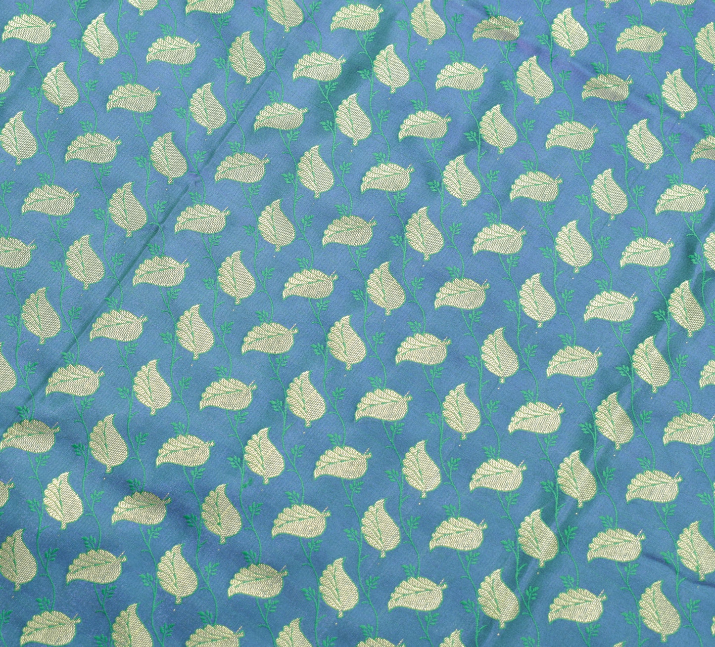 Indian Green Blue Dual Tone Sari Banarasi Art Silk Saree Blouse Gold Zari Woven