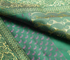 Indian Green Blue Dual Tone Sari Banarasi Art Silk Saree Blouse Gold Zari Woven