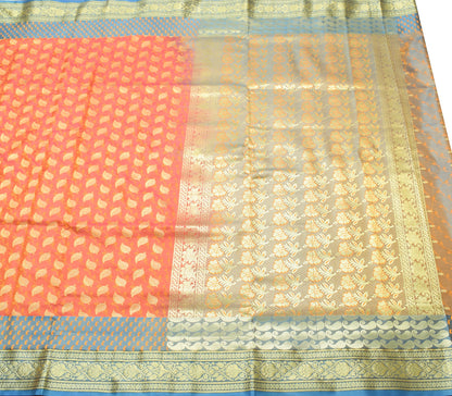 Indian Pink Dual Tone Sari Banarasi Art Silk Saree with Blouse Gold Zari Woven