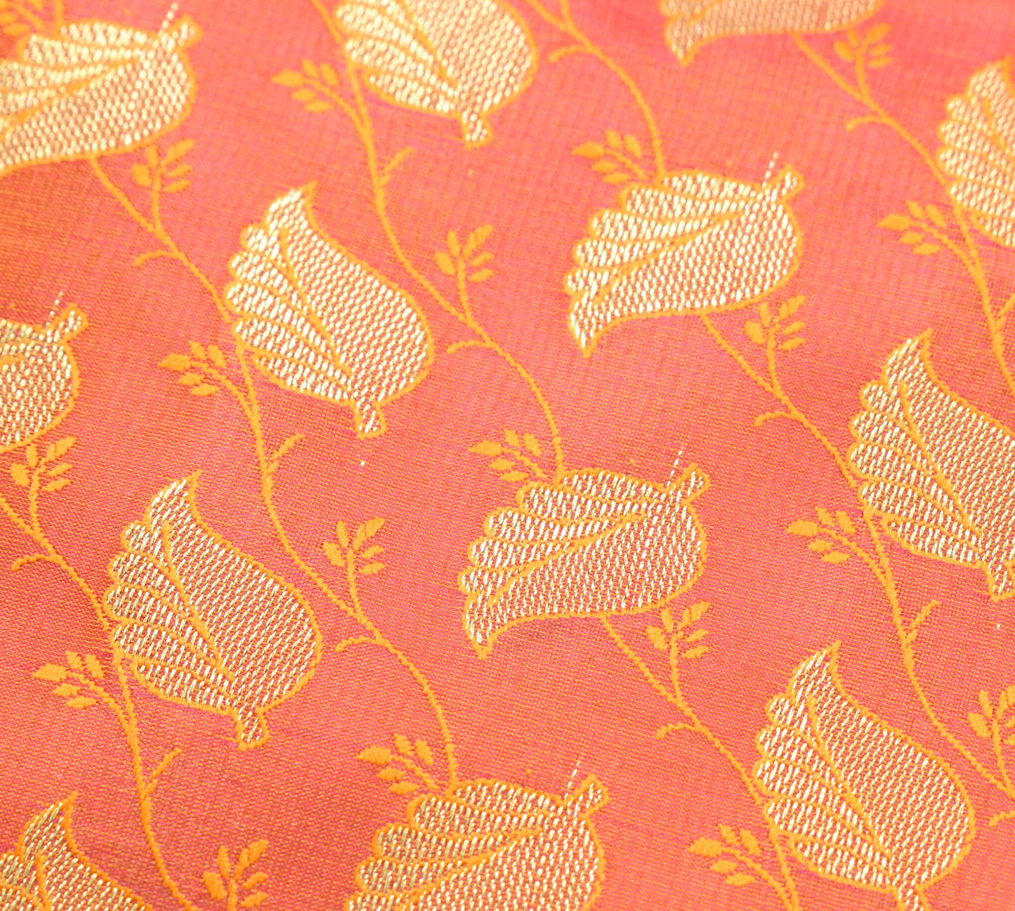 Indian Pink Dual Tone Sari Banarasi Art Silk Saree with Blouse Gold Zari Woven