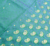 Indian Green Blue Dual Tone Sari Art Silk Banarasi Saree Blouse Gold Zari Woven