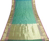 Indian Green Blue Dual Tone Sari Art Silk Banarasi Saree Blouse Gold Zari Woven
