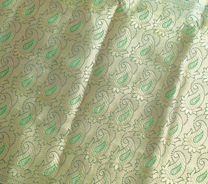 Indian Green Blue Dual Tone Sari Art Silk Banarasi Saree Blouse Gold Zari Woven