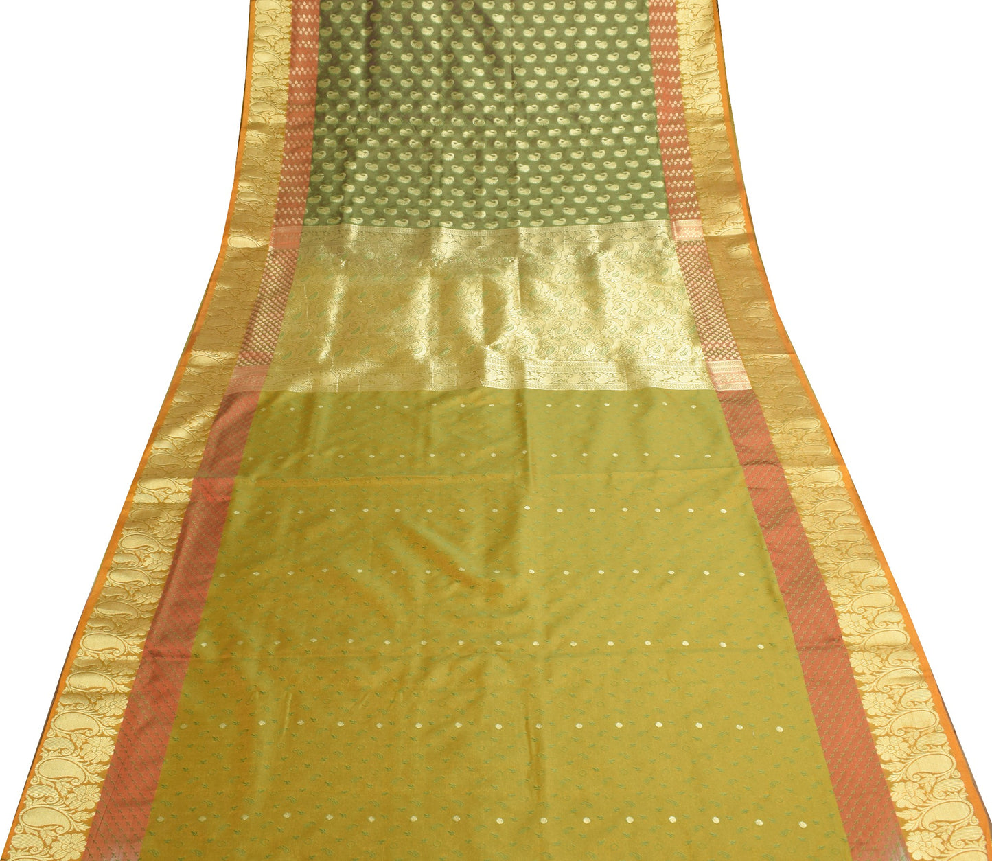 Indian Green Dual Tone Sari Banarasi Art Silk Saree with Blouse Gold Zari Woven