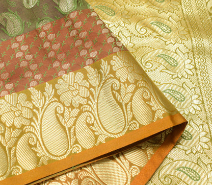 Indian Green Dual Tone Sari Banarasi Art Silk Saree with Blouse Gold Zari Woven