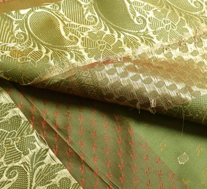 Indian Green Dual Tone Sari Banarasi Art Silk Saree with Blouse Gold Zari Woven