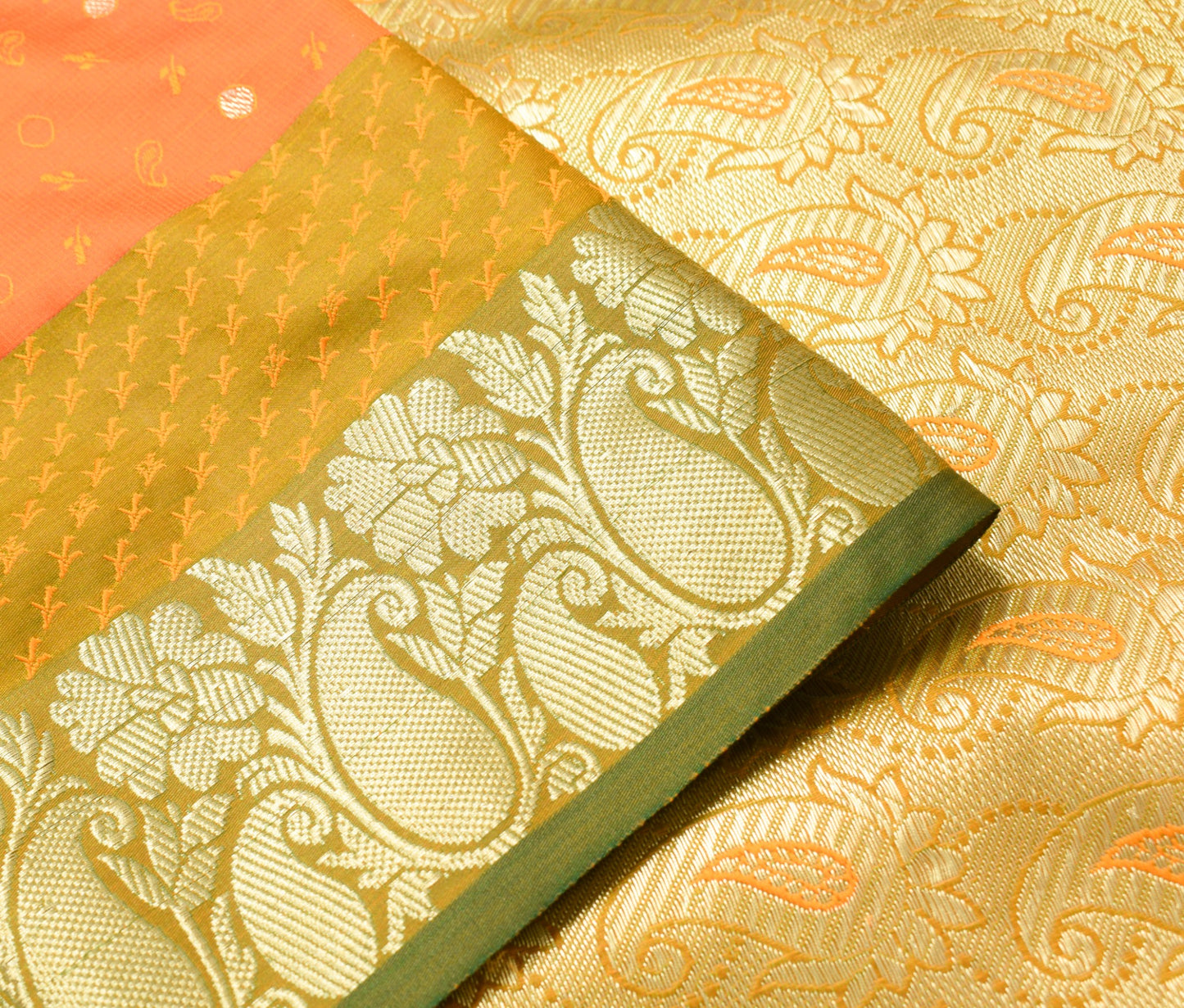 Indian Orange Dual Tone Sari Banarasi Art Silk Saree with Blouse Gold Zari Woven