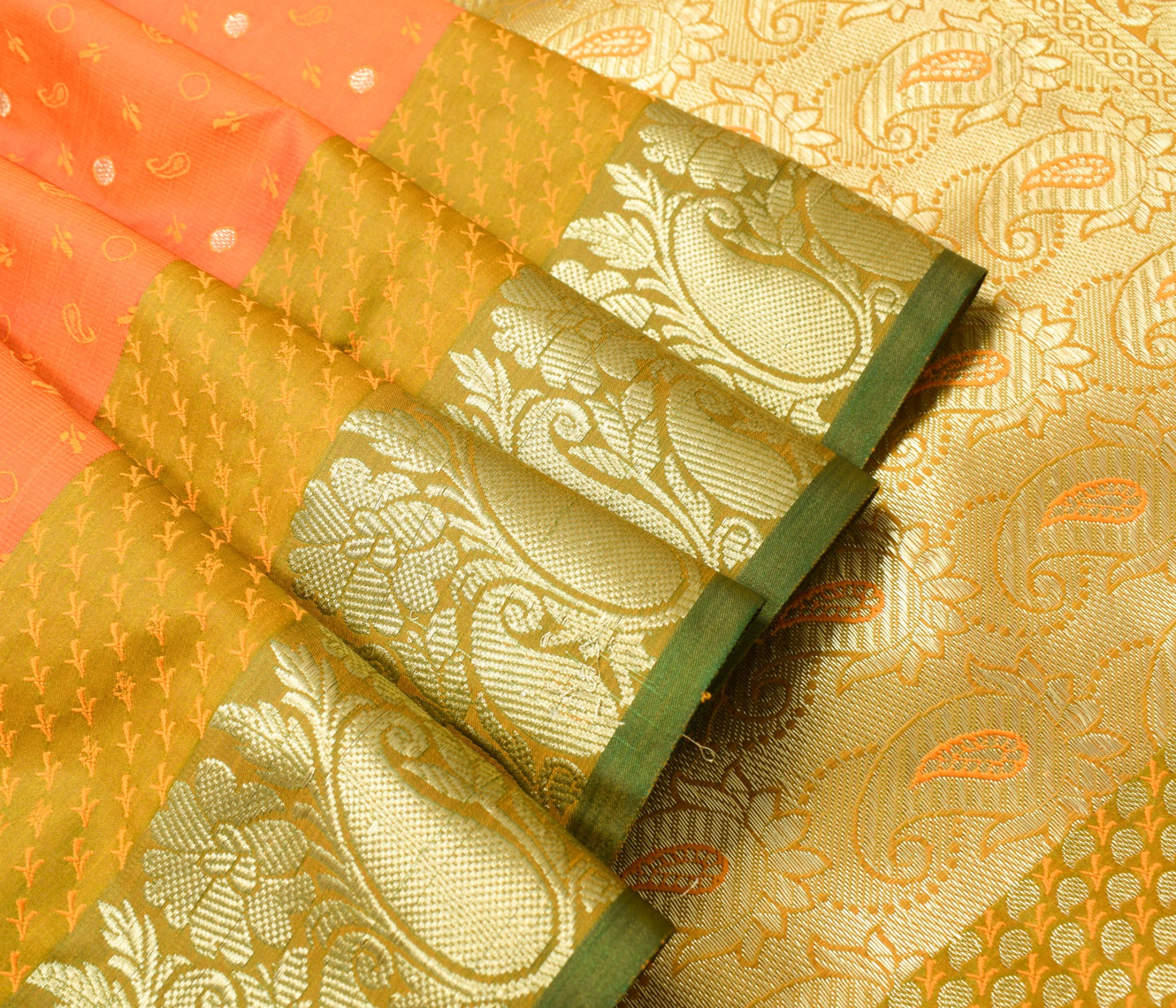 Indian Orange Dual Tone Sari Banarasi Art Silk Saree with Blouse Gold Zari Woven