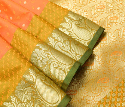 Indian Orange Dual Tone Sari Banarasi Art Silk Saree with Blouse Gold Zari Woven