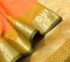 Indian Orange Dual Tone Sari Banarasi Art Silk Saree with Blouse Gold Zari Woven