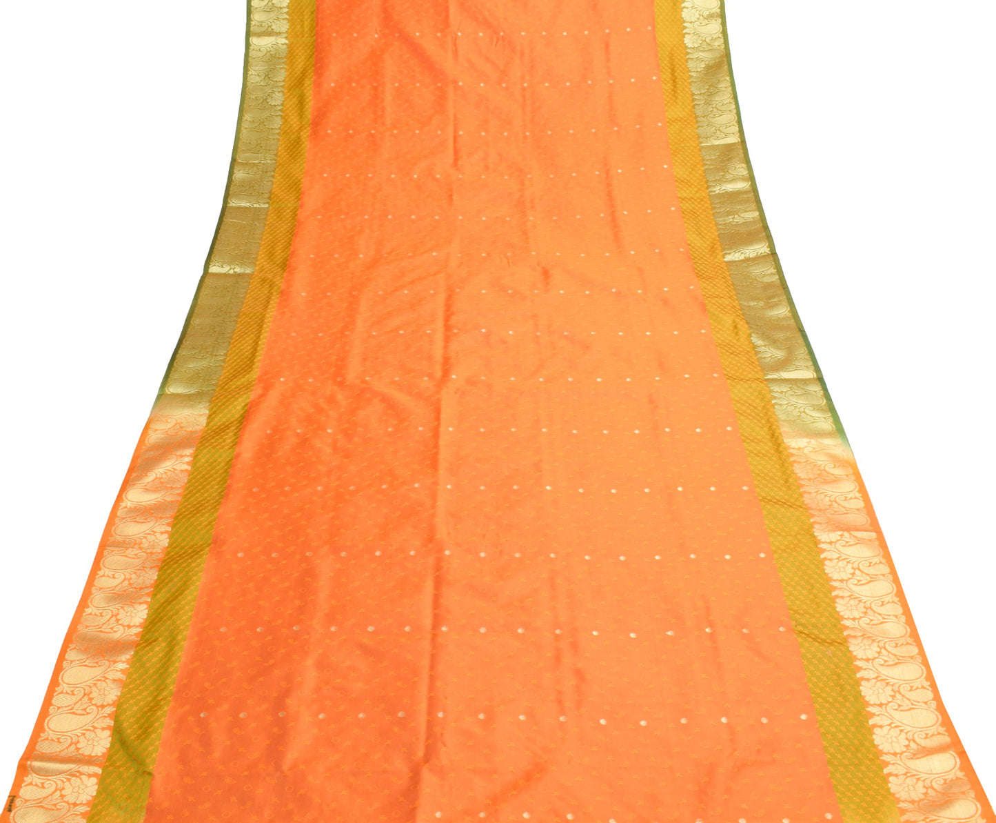 Indian Orange Dual Tone Sari Banarasi Art Silk Saree with Blouse Gold Zari Woven