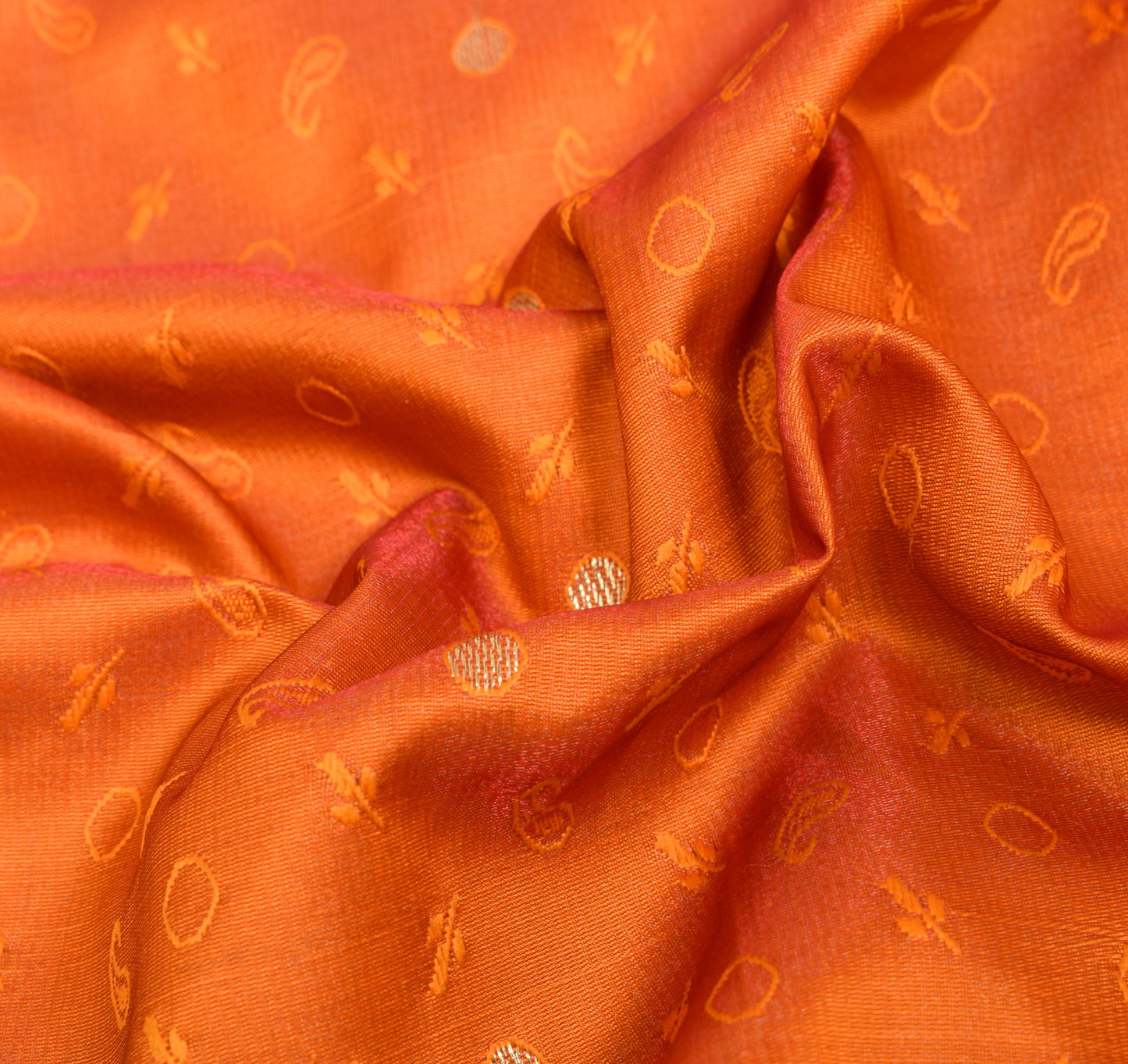 Indian Orange Dual Tone Sari Banarasi Art Silk Saree with Blouse Gold Zari Woven