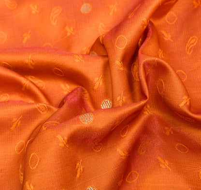 Indian Orange Dual Tone Sari Banarasi Art Silk Saree with Blouse Gold Zari Woven