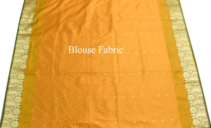 Indian Orange Dual Tone Sari Banarasi Art Silk Saree with Blouse Gold Zari Woven