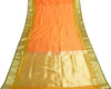 Indian Orange Dual Tone Sari Banarasi Art Silk Saree with Blouse Gold Zari Woven