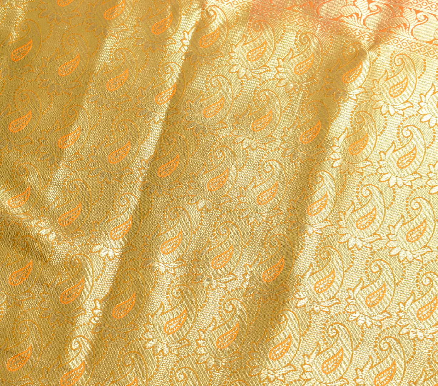 Indian Orange Dual Tone Sari Banarasi Art Silk Saree with Blouse Gold Zari Woven