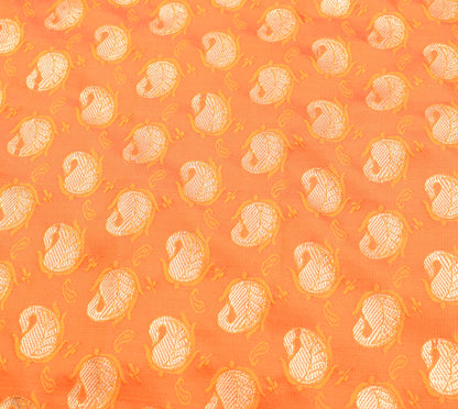Indian Orange Dual Tone Sari Banarasi Art Silk Saree with Blouse Gold Zari Woven