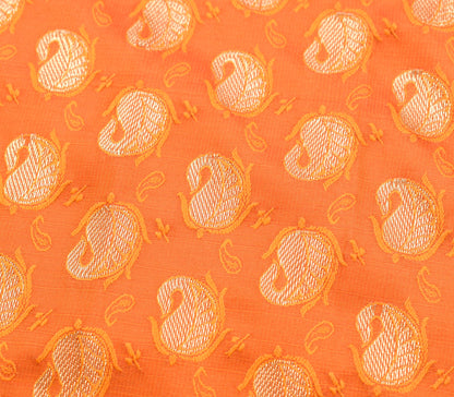 Indian Orange Dual Tone Sari Banarasi Art Silk Saree with Blouse Gold Zari Woven