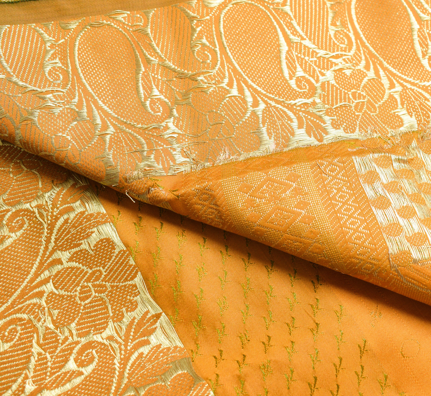 Indian Orange Dual Tone Sari Banarasi Art Silk Saree with Blouse Gold Zari Woven