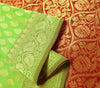 Indian Parrot Green Banarasi Sari Art Cotton Saree Blouse Fabric Gold Zari Woven