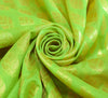 Indian Parrot Green Banarasi Sari Art Cotton Saree Blouse Fabric Gold Zari Woven