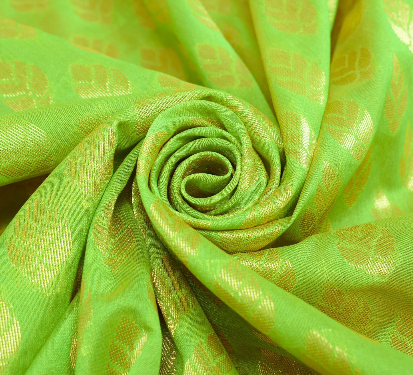 Indian Parrot Green Banarasi Sari Art Cotton Saree Blouse Fabric Gold Zari Woven