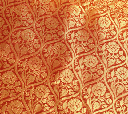 Indian Parrot Green Banarasi Sari Art Cotton Saree Blouse Fabric Gold Zari Woven