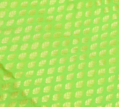 Indian Parrot Green Banarasi Sari Art Cotton Saree Blouse Fabric Gold Zari Woven