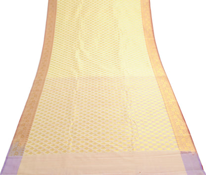 Indian Cream Red Banarasi Sari Art Cotton Saree Blouse Fabric Gold Zari Woven