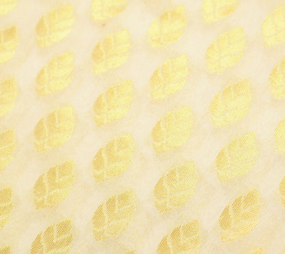 Indian Cream Red Banarasi Sari Art Cotton Saree Blouse Fabric Gold Zari Woven