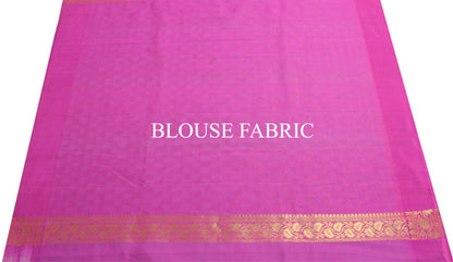 Indian Aqua Green Banarasi Sari Art Cotton Saree Blouse Fabric Gold Zari Woven