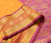 Indian Yellow Purple Sari Banarasi Art Cotton Saree with Blouse Gold Zari Woven