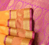 Indian Yellow Purple Sari Banarasi Art Cotton Saree with Blouse Gold Zari Woven