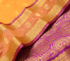 Indian Yellow Purple Sari Banarasi Art Cotton Saree with Blouse Gold Zari Woven