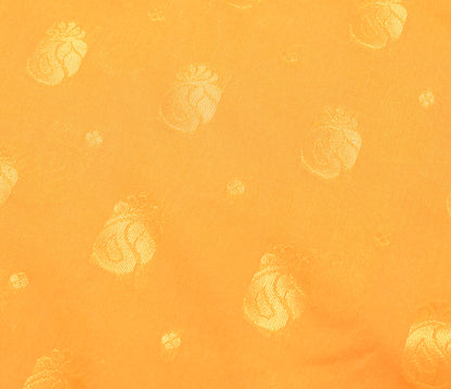 Indian Yellow Purple Sari Banarasi Art Cotton Saree with Blouse Gold Zari Woven