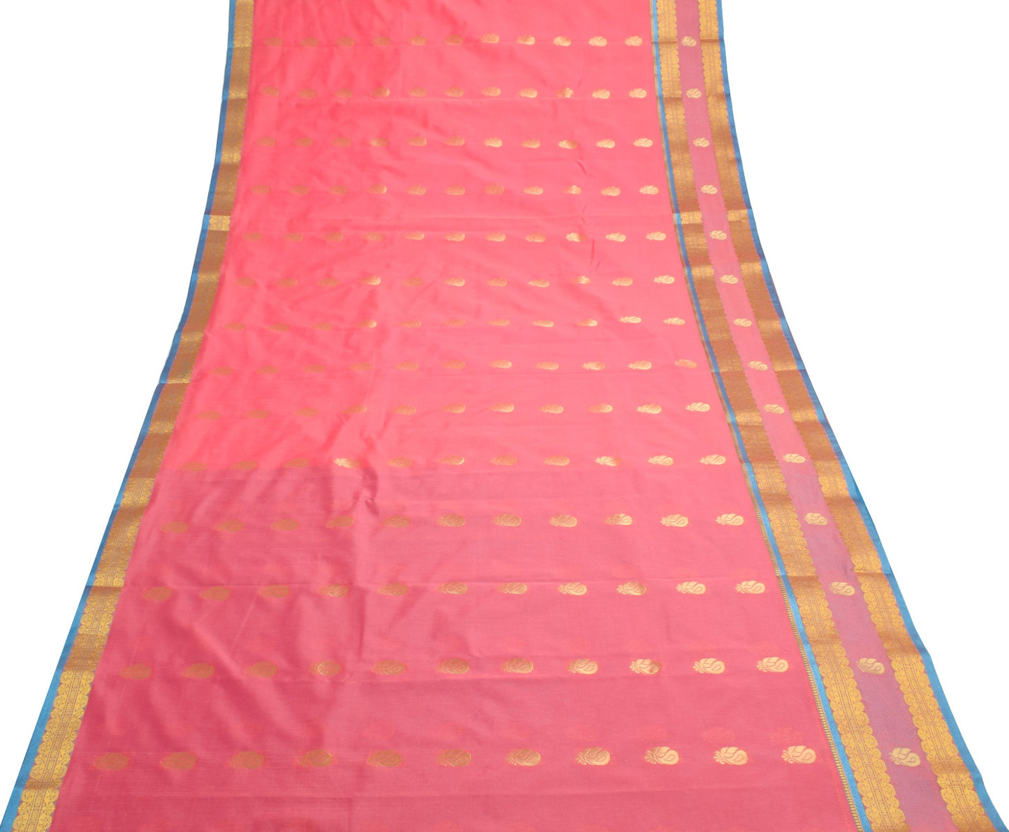 Indian Pink Sari Banarasi Art Cotton Saree with Blouse Intricate Gold Zari Woven