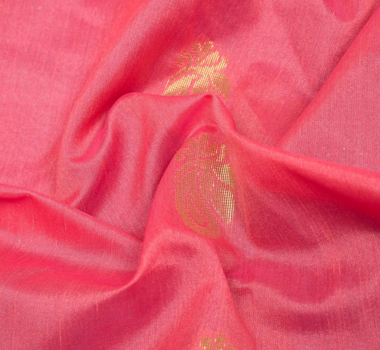 Indian Pink Sari Banarasi Art Cotton Saree with Blouse Intricate Gold Zari Woven