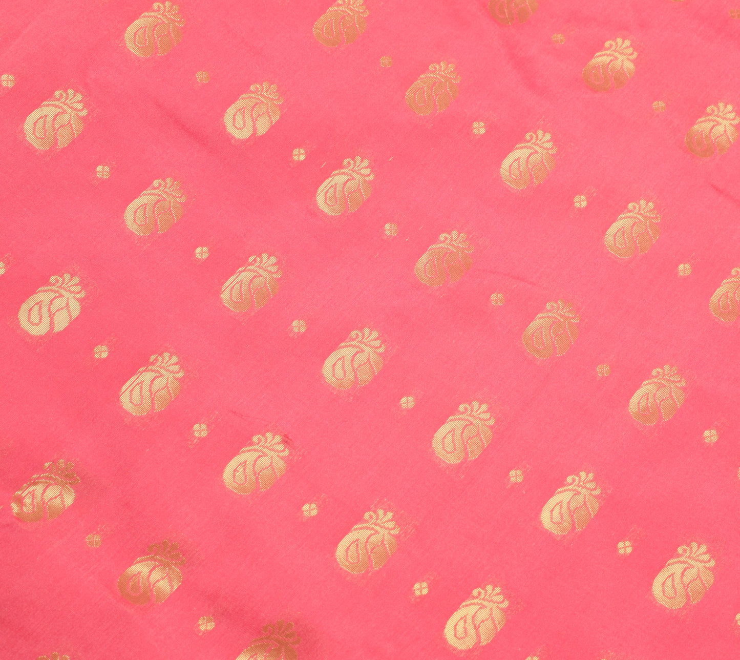 Indian Pink Sari Banarasi Art Cotton Saree with Blouse Intricate Gold Zari Woven