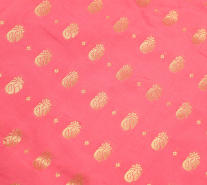 Indian Pink Sari Banarasi Art Cotton Saree with Blouse Intricate Gold Zari Woven