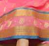 Indian Pink Sari Banarasi Art Cotton Saree with Blouse Intricate Gold Zari Woven
