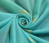 Indian Aqua Green Banarasi Sari Art Cotton Saree Blouse Fabric Gold Zari Woven