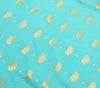 Indian Aqua Green Banarasi Sari Art Cotton Saree Blouse Fabric Gold Zari Woven